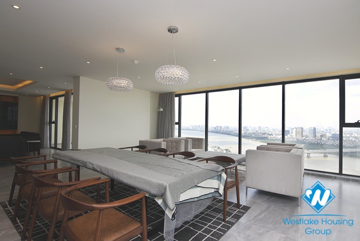 New, three bedroom apartment with view of Red River for rent at Mipec Riverside